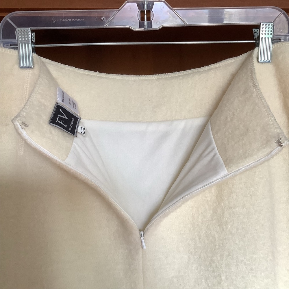 80s Vintage Franco Valeri 100% Cream Wool Pencil Skirt Size Large - Picture 8 of 12